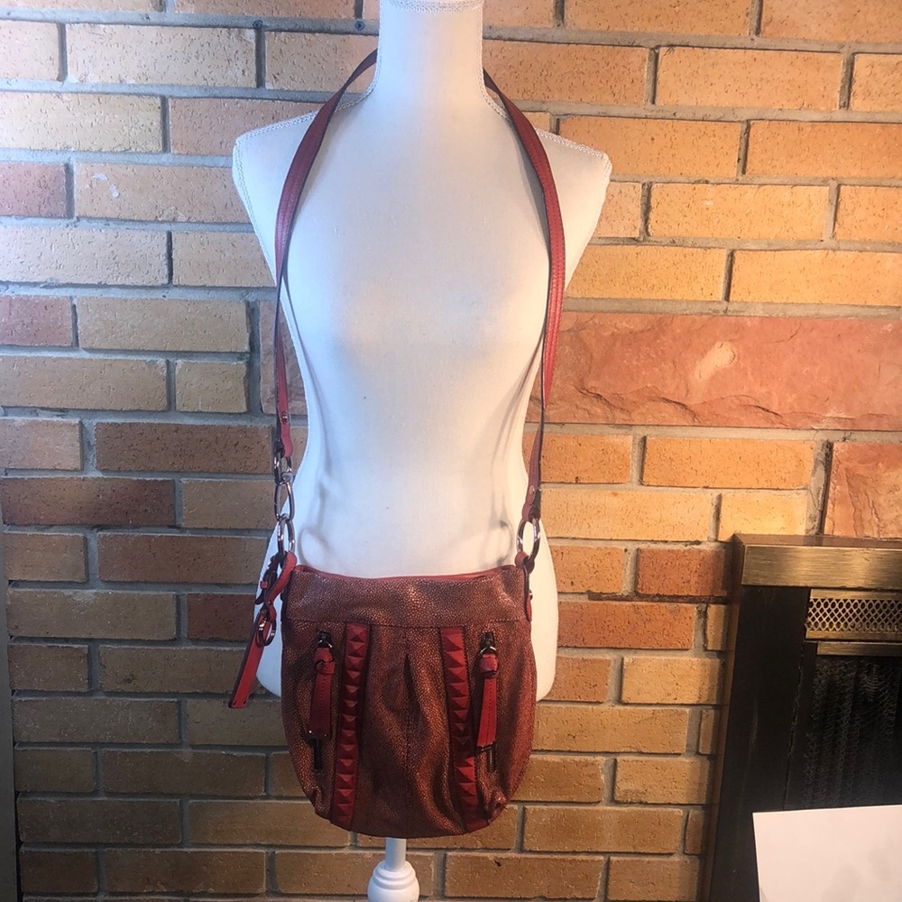 Shimmer leather crossbody bag